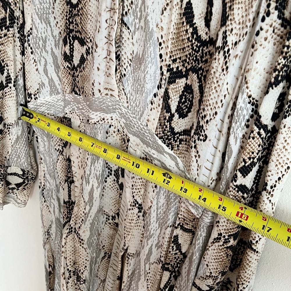 Topshop Snakeskin Print Midi Shirt Dress Tan Cream‎ Mob Luxe High SlitUS 10 - Picture 10 of 14